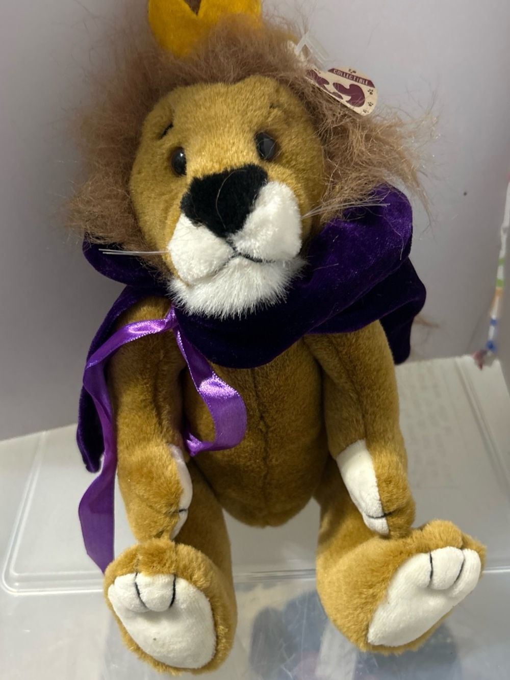 Ty Plush Lion with Purple Cape and Golden Crown